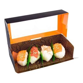 Do sushi feito sob encomenda de Brown da impressão do logotipo caixa de papel com cartão branco do empacotamento de alimento da janela