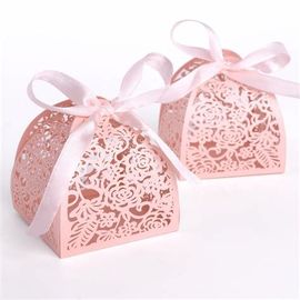 Caixas pequenas dos doces do casamento, impressão deslocada de caixa de presente de papel da cor cor-de-rosa mini